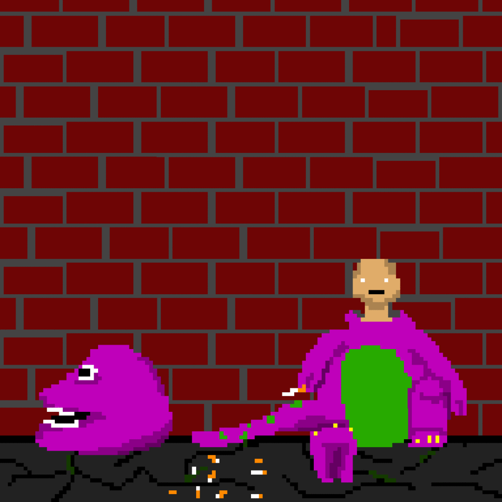 Barney smoking a cigarette